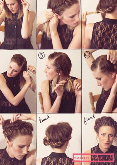 Hairstyle Basket tytöille ja naisille - valokuva askel askeleelta